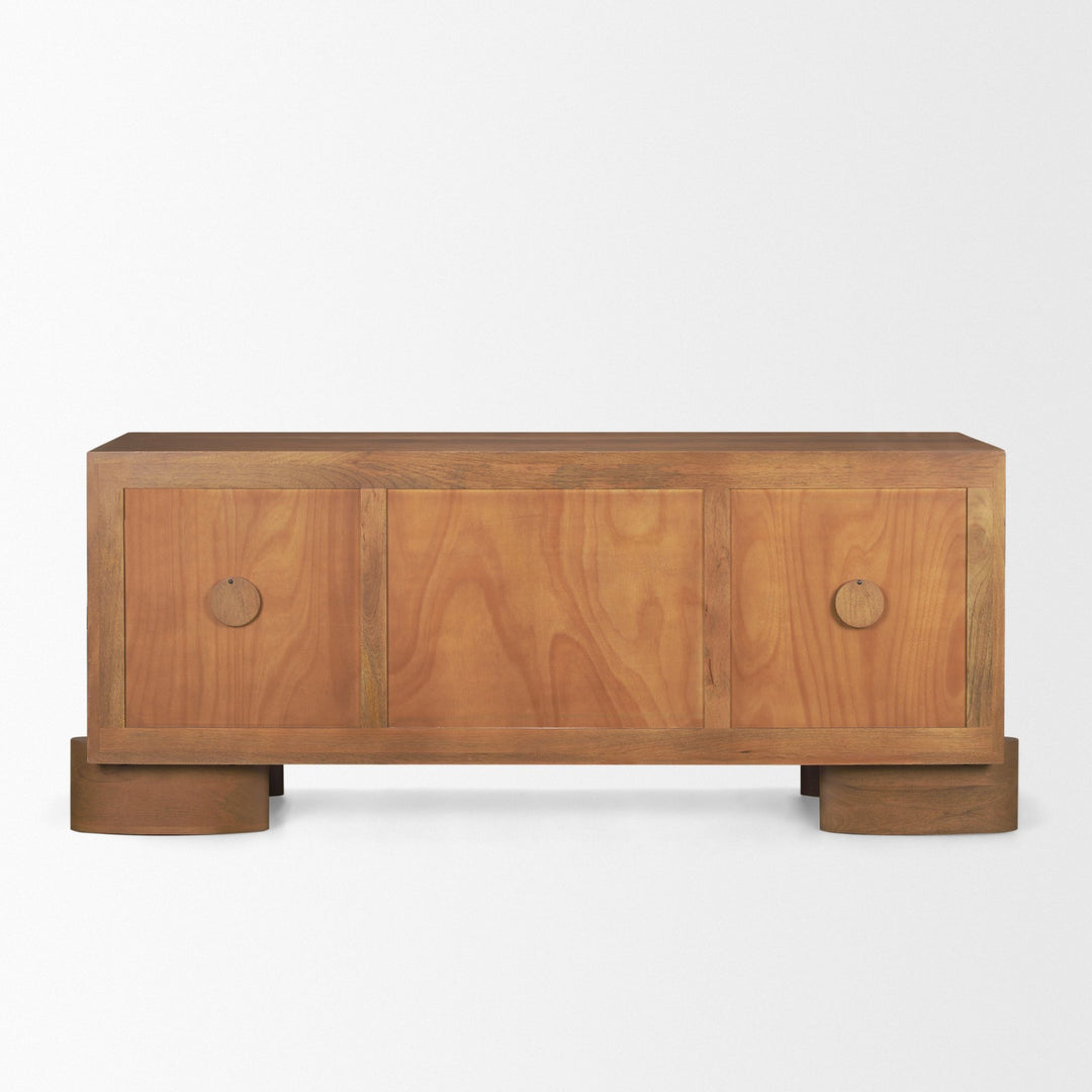 Jonan Medium Brown Wood w/ Dark Aged Brass 2 Door 3 Drawer Sideboard Dining Room Mercana