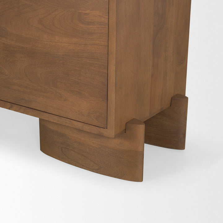 Jonan Medium Brown Wood w/ Dark Aged Brass 2 Door 3 Drawer Sideboard Dining Room Mercana