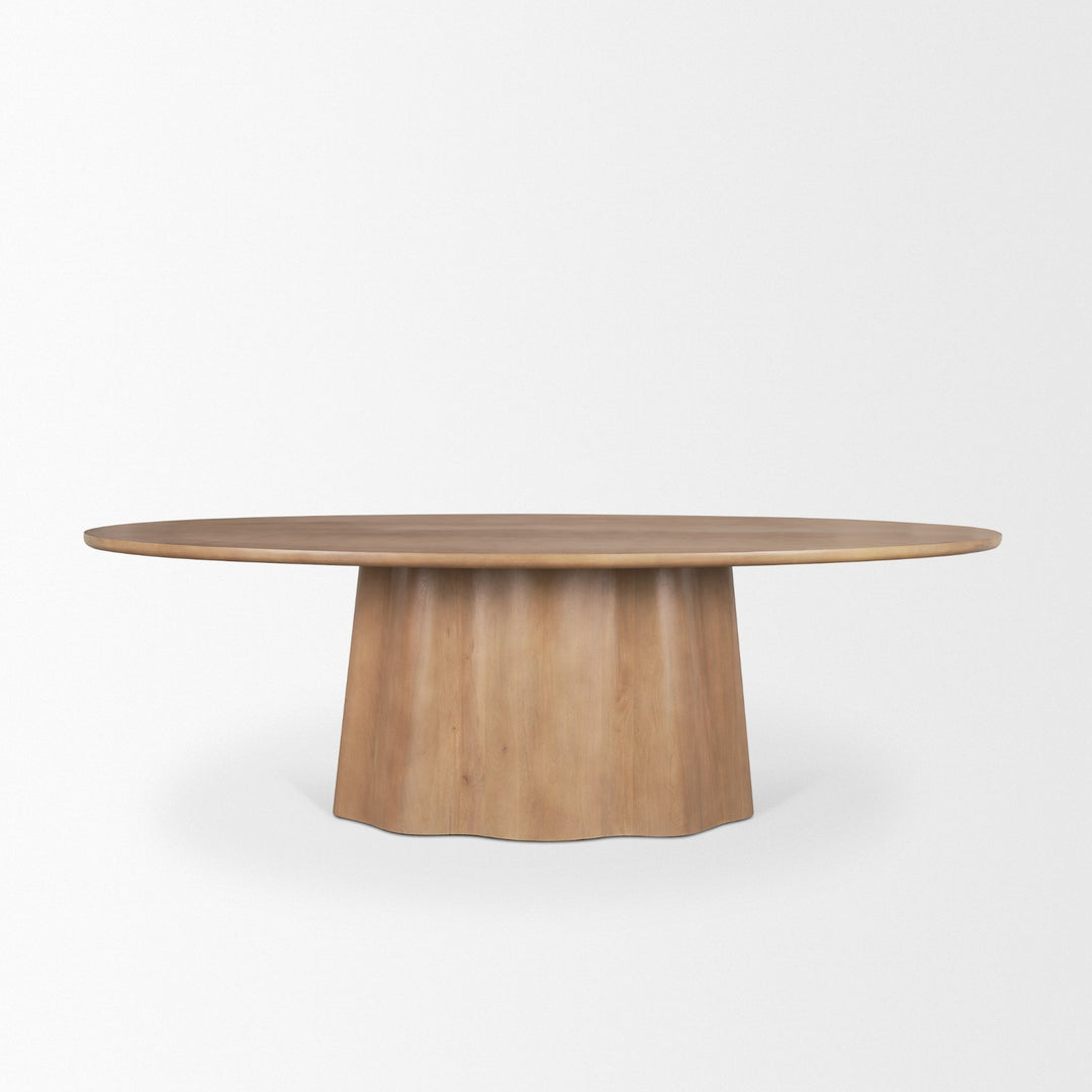 Jovani 94" Solid Light Brown Mango Wood Oval Dining Table Dining Room Mercana