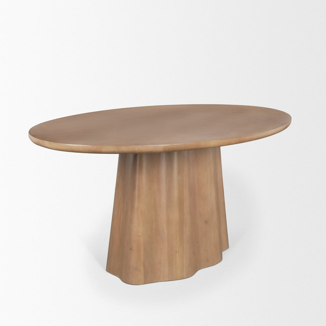 Jovani 94" Solid Light Brown Mango Wood Oval Dining Table Dining Room Mercana