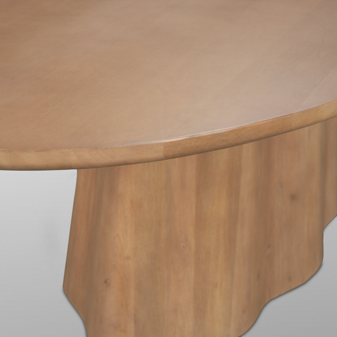 Jovani 94" Solid Light Brown Mango Wood Oval Dining Table Dining Room Mercana