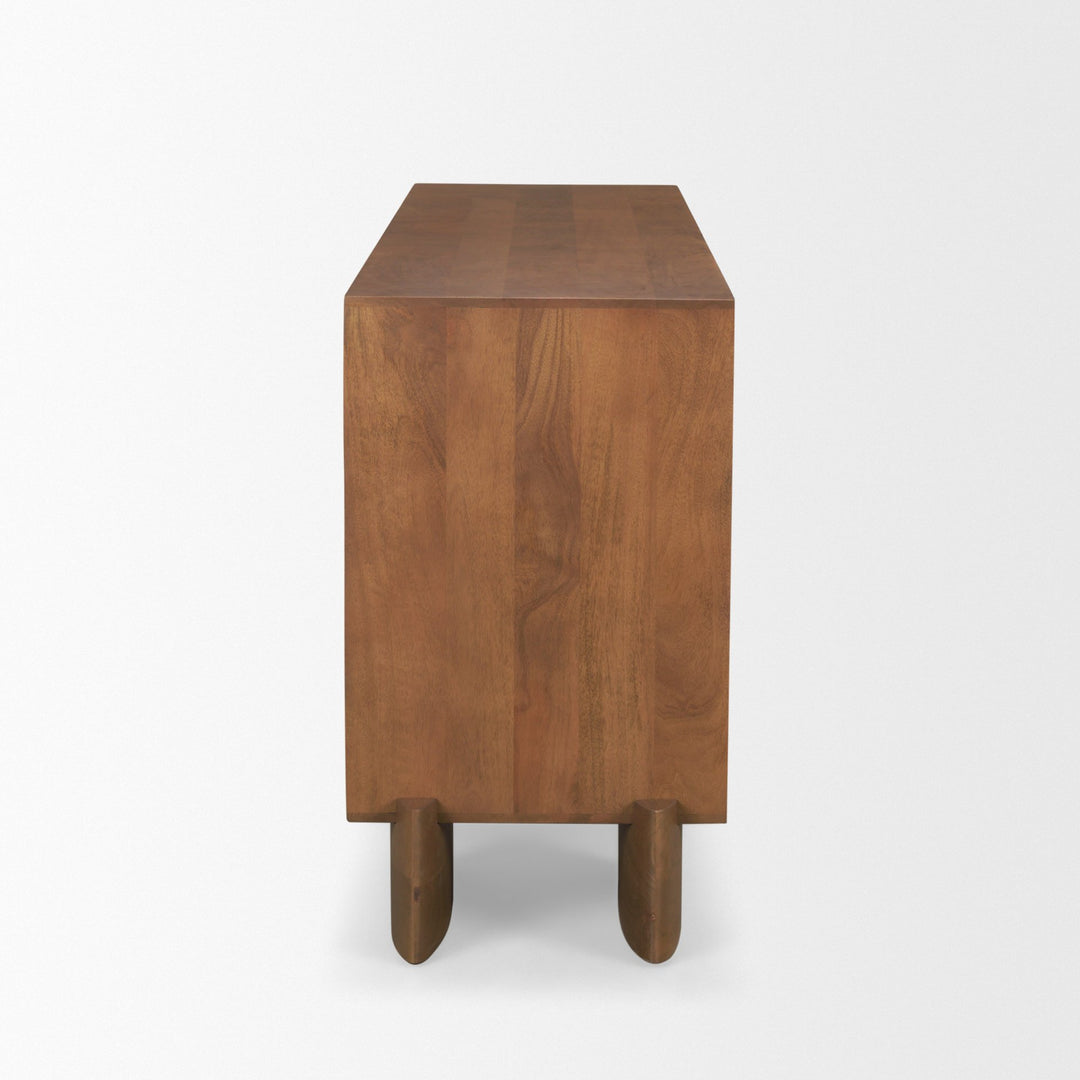 Jonan Medium Brown Wood w/ Dark Aged Brass 2 Door 3 Drawer Sideboard Dining Room Mercana