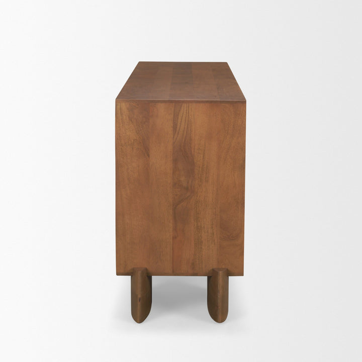 Jonan Medium Brown Wood w/ Dark Aged Brass 2 Door 3 Drawer Sideboard Dining Room Mercana