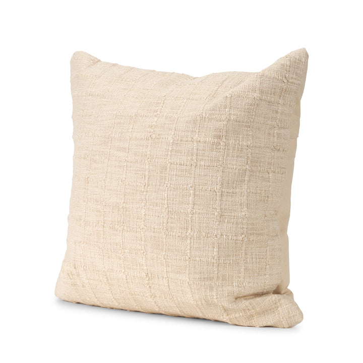 Jacory Cream Checker Textured Decorative Square Pillow Cover Decor Mercana