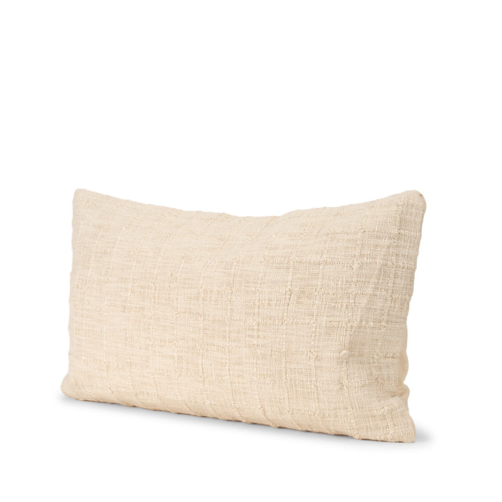 Jacory Cream Checker Textured Decorative Lumbar Pillow Cover Decor Mercana