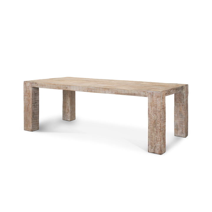McArthur 84" Whitewash Reclaimed Wood Dining Table Dining Room Mercana
