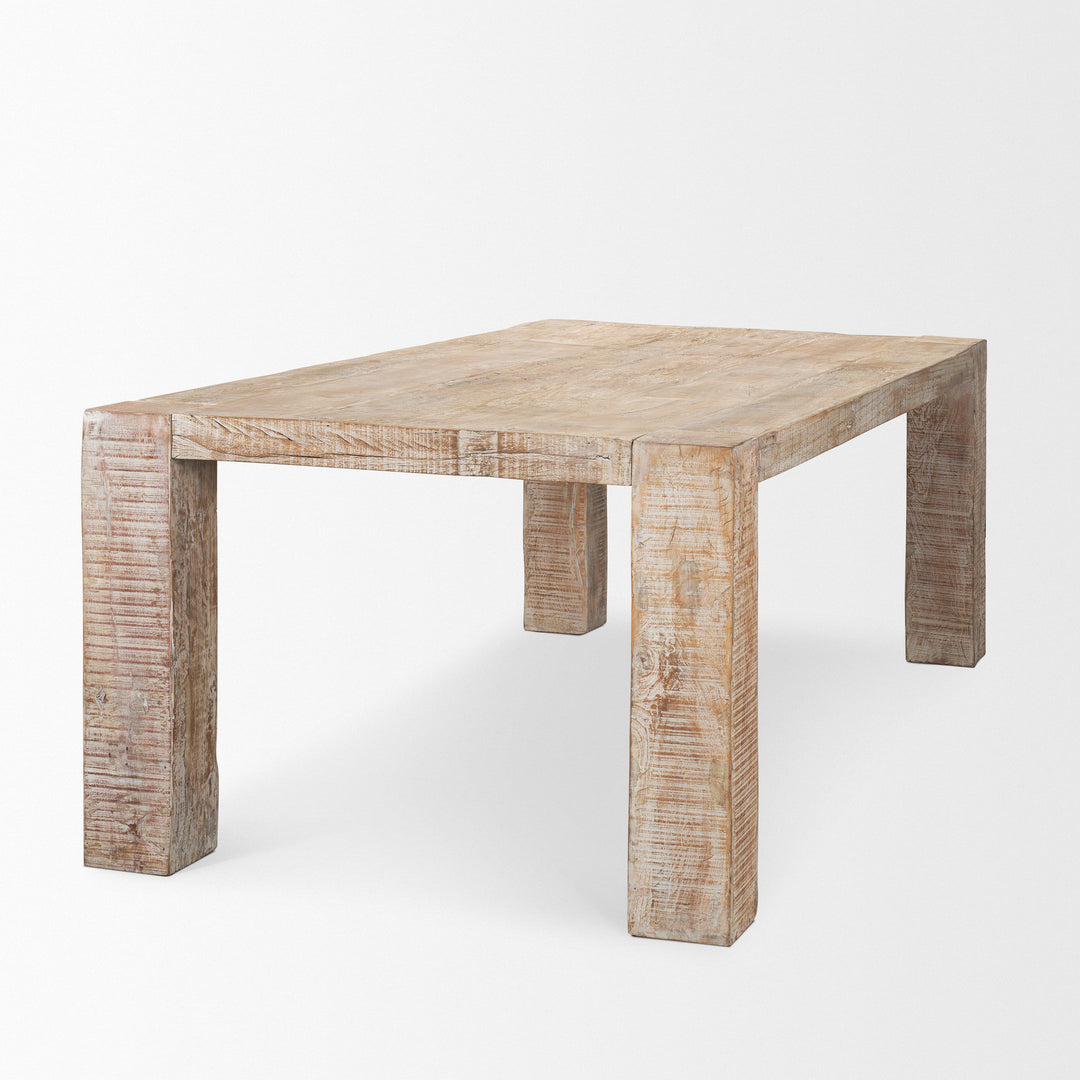 McArthur 84" Whitewash Reclaimed Wood Dining Table Dining Room Mercana
