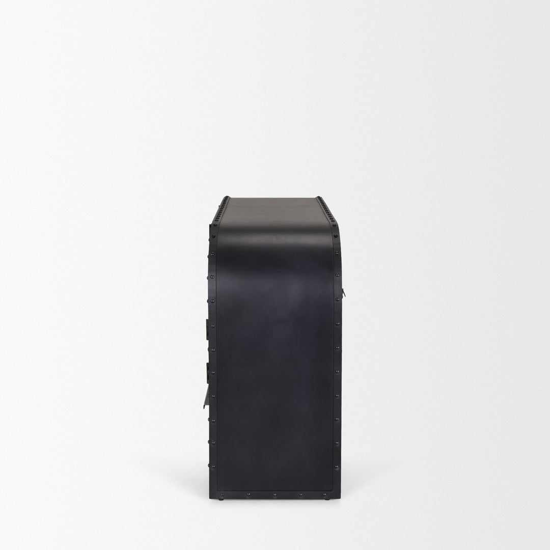 Gehry I 62.3x16.5 Black Metal Frame w/Wood Accent 4 Cabinet Door Two Drawer Sideboard Bedroom Mercana