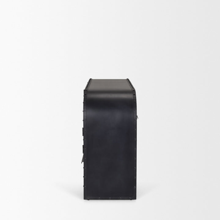 Gehry I 62.3x16.5 Black Metal Frame w/Wood Accent 4 Cabinet Door Two Drawer Sideboard Bedroom Mercana