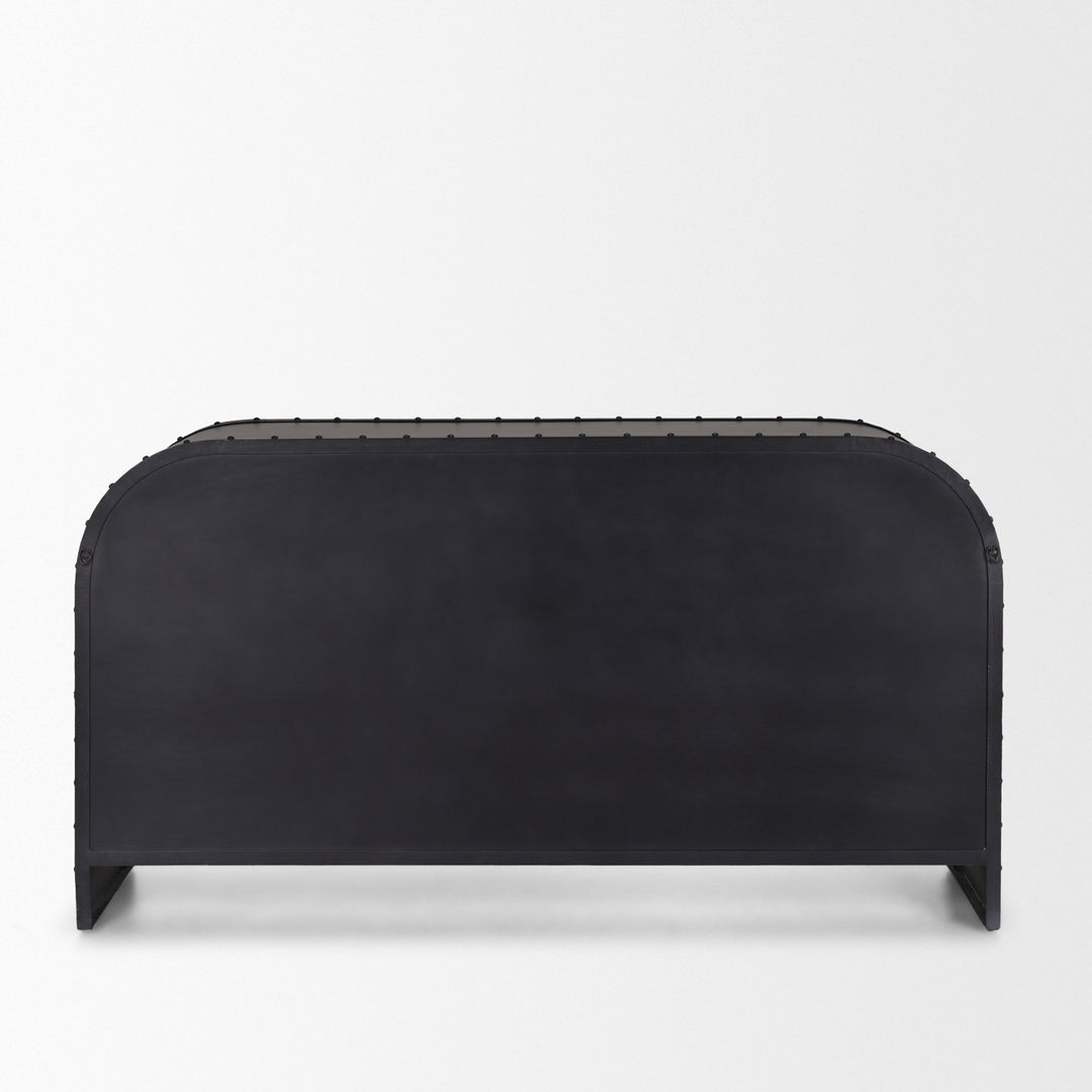 Gehry I 62.3x16.5 Black Metal Frame w/Wood Accent 4 Cabinet Door Two Drawer Sideboard Bedroom Mercana