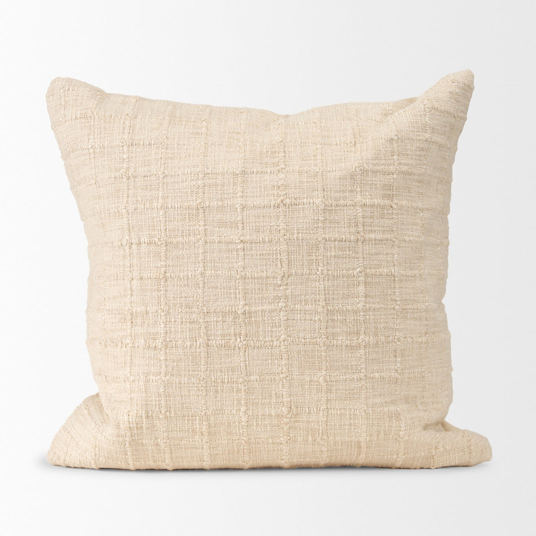 Jacory Cream Checker Textured Decorative Square Pillow Cover Decor Mercana