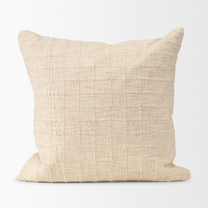 Jacory Cream Checker Textured Decorative Square Pillow Cover Decor Mercana