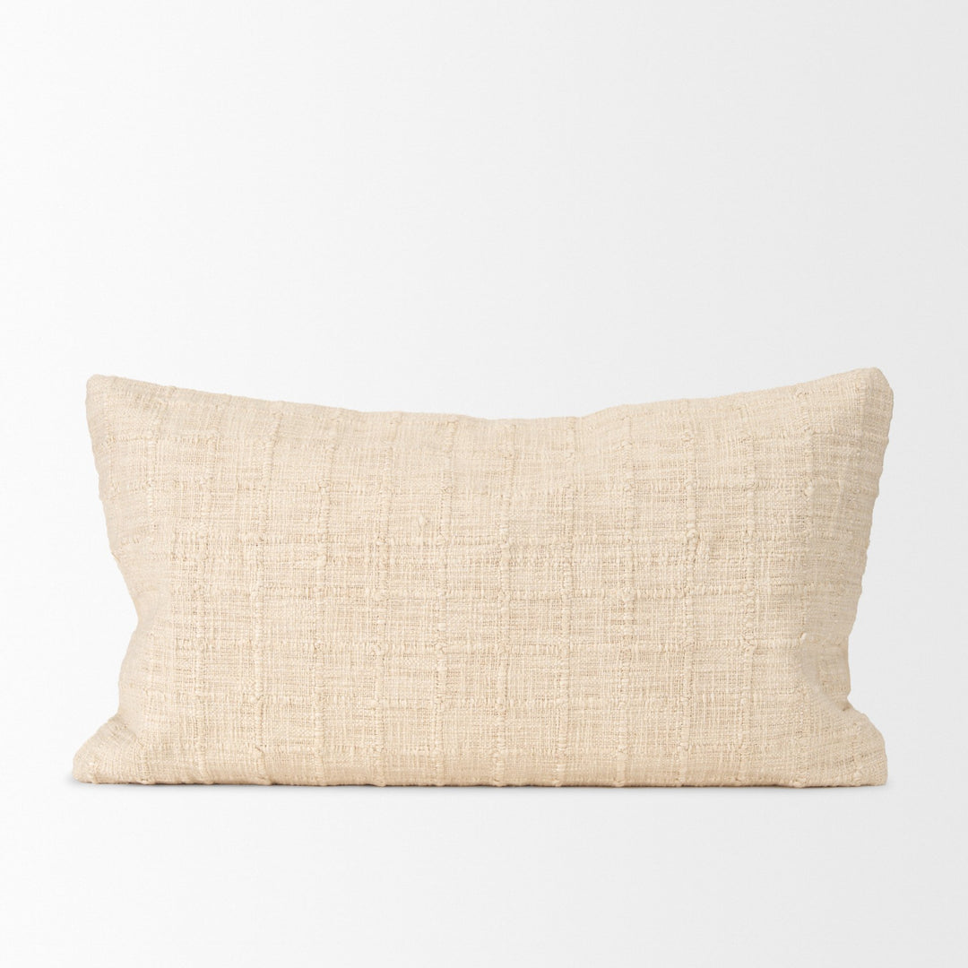 Jacory Cream Checker Textured Decorative Lumbar Pillow Cover Decor Mercana