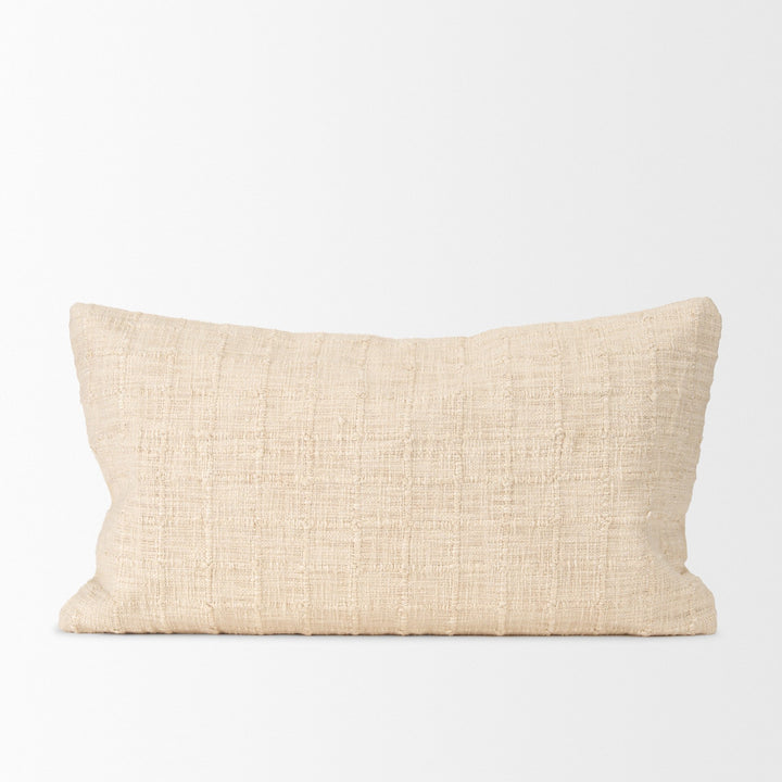 Jacory Cream Checker Textured Decorative Lumbar Pillow Cover Decor Mercana