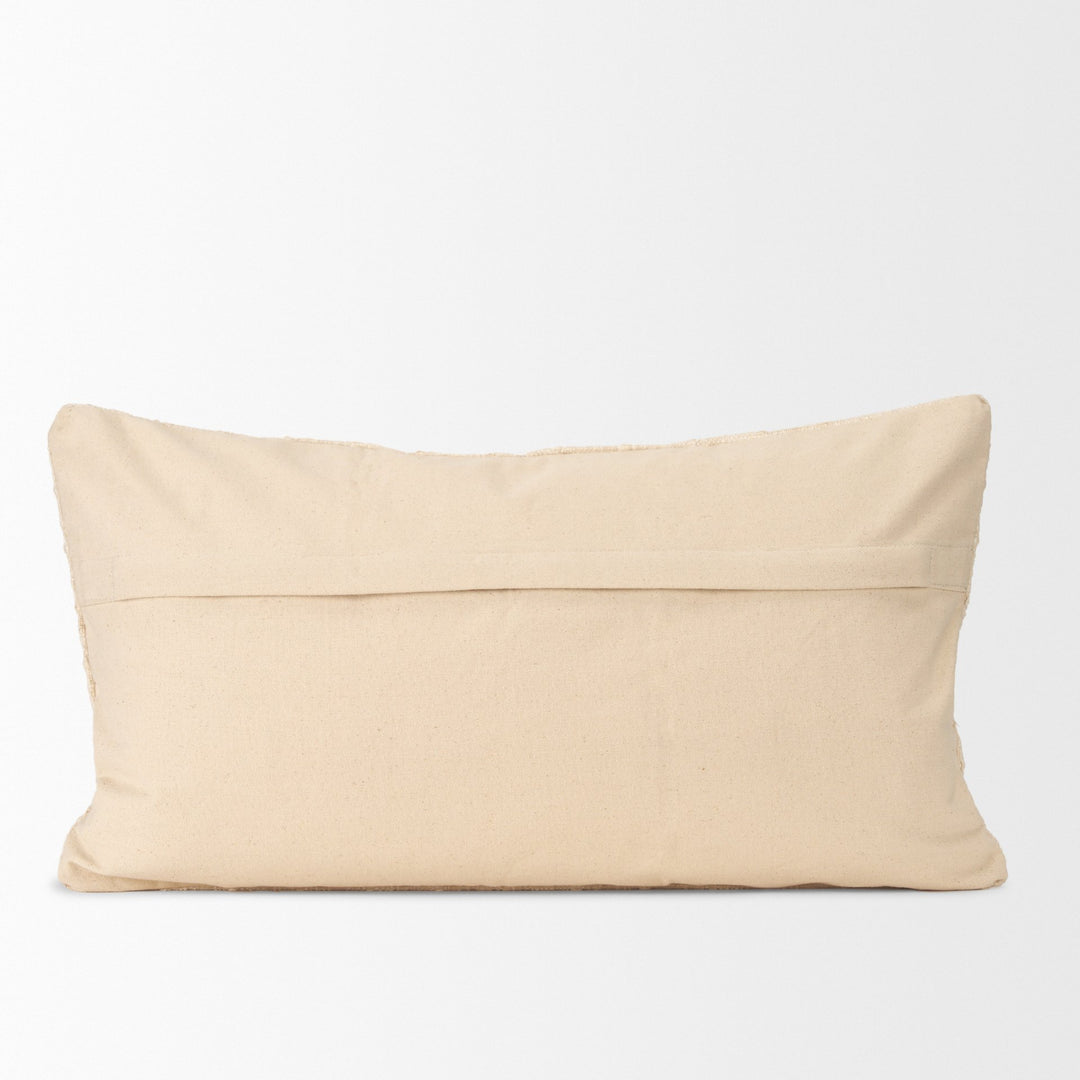 Jacory Cream Checker Textured Decorative Lumbar Pillow Cover Decor Mercana