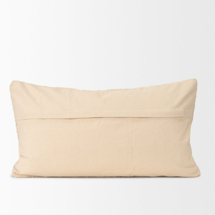 Jacory Cream Checker Textured Decorative Lumbar Pillow Cover Decor Mercana