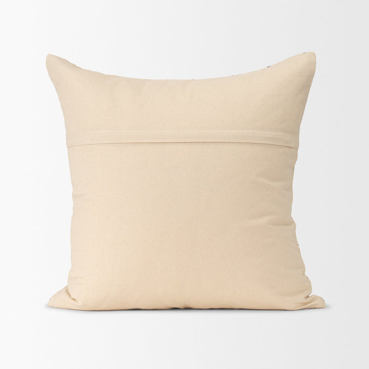 Jaela Beige and Black Striped Checkered Decorative Square Pillow Cover Decor Mercana
