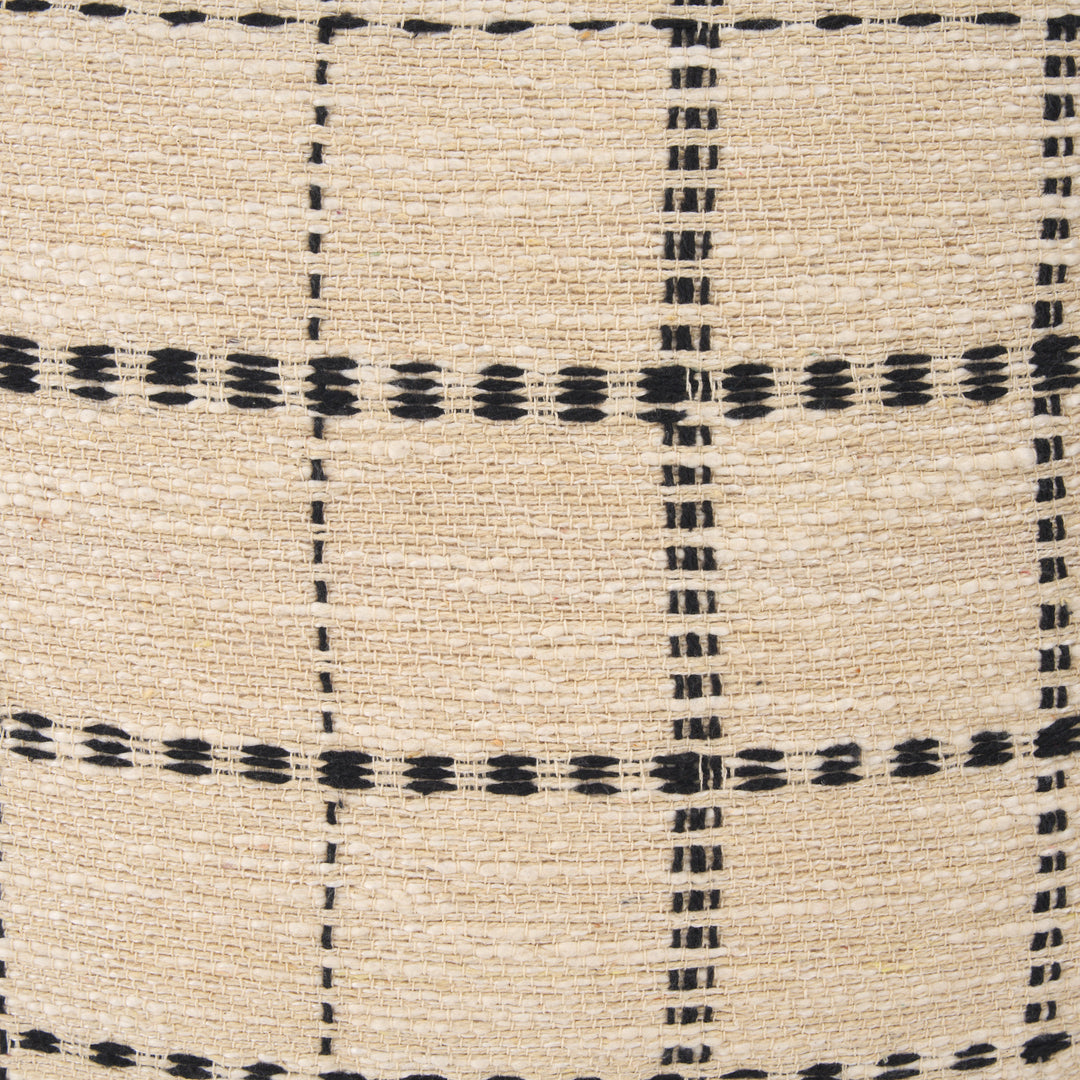 Jaela Beige and Black Striped Checkered Decorative Square Pillow Cover Decor Mercana