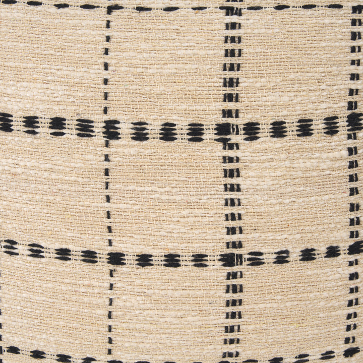 Jaela Beige and Black Striped Checkered Decorative Square Pillow Cover Decor Mercana