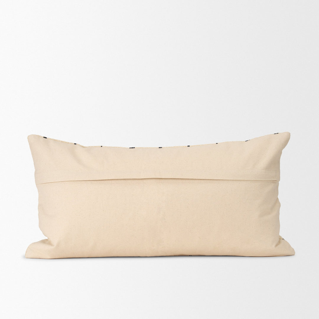 Jaela Beige and Black Striped Checkered Decorative Lumbar Pillow Cover Decor Mercana