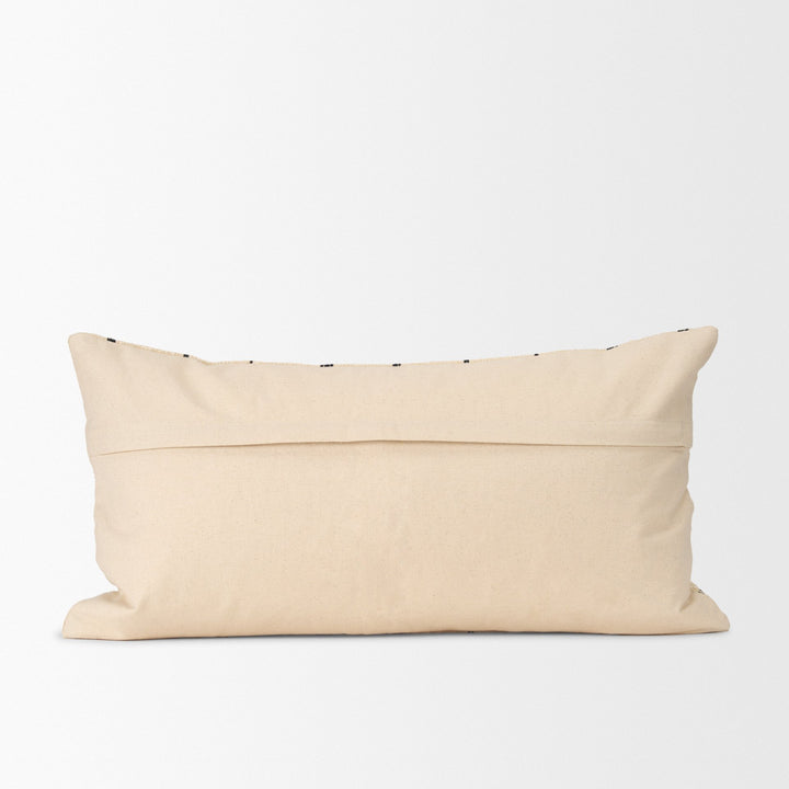 Jaela Beige and Black Striped Checkered Decorative Lumbar Pillow Cover Decor Mercana