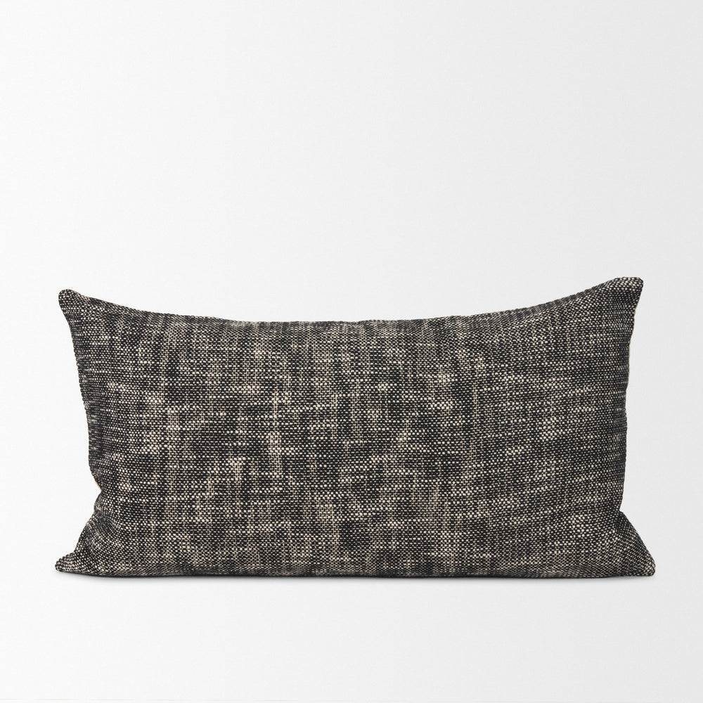 Jalia Cream and Black Cotton Decorative Lumbar Pillow Cover Decor Mercana