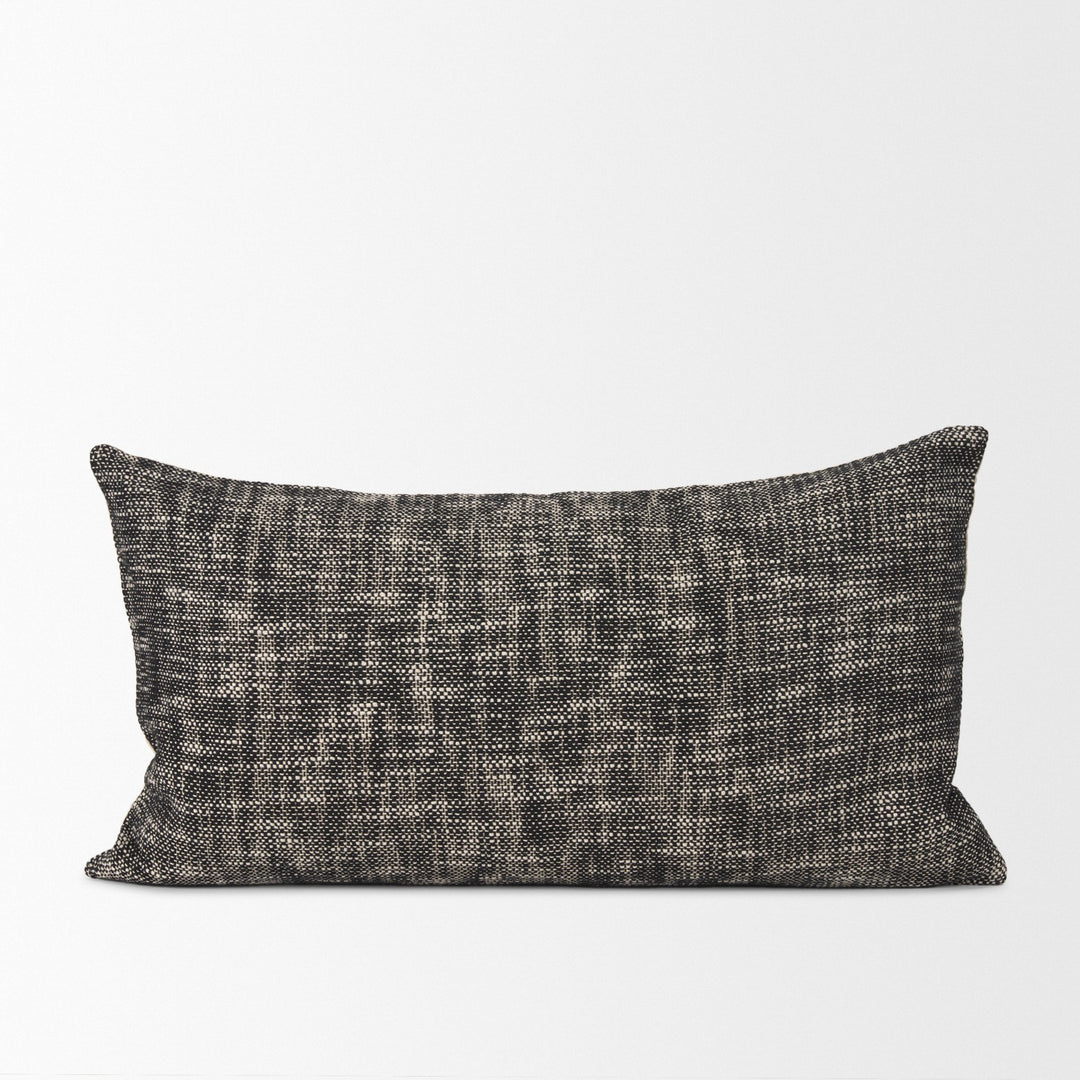 Jalia Cream and Black Cotton Decorative Lumbar Pillow Cover Decor Mercana