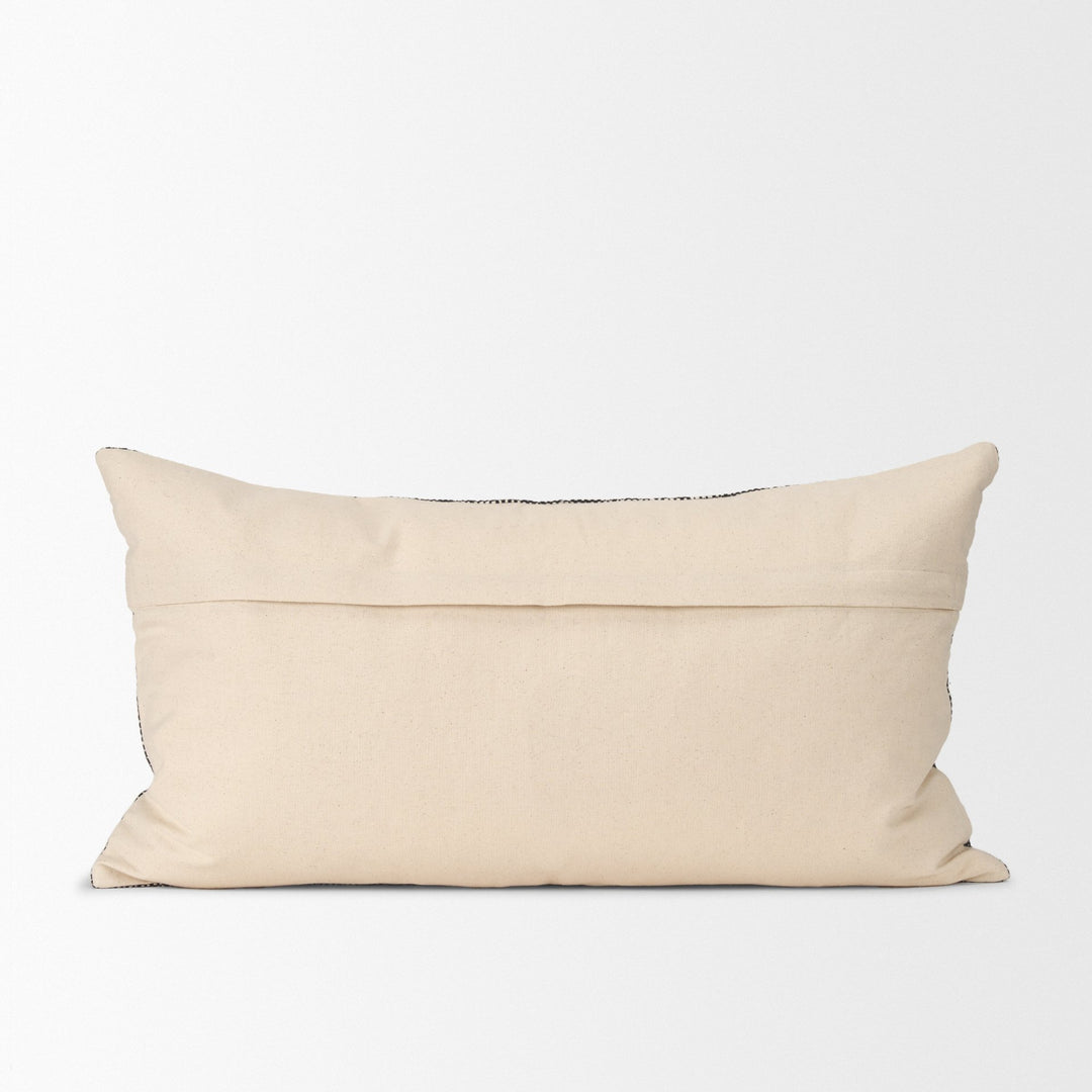 Jalia Cream and Black Cotton Decorative Lumbar Pillow Cover Decor Mercana