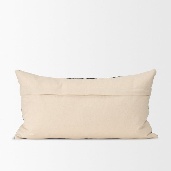 Jalia Cream and Black Cotton Decorative Lumbar Pillow Cover Decor Mercana