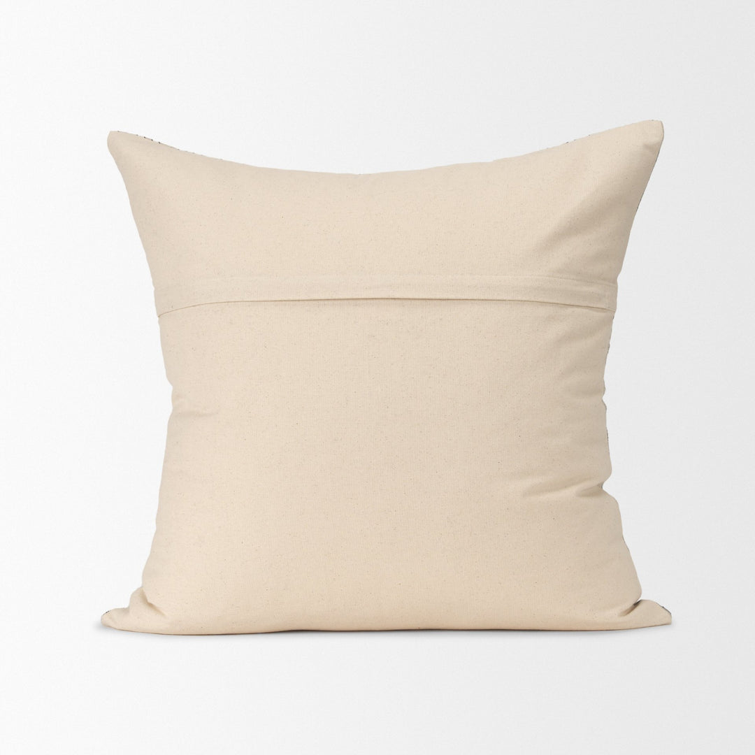 Jaxon Beige and Black Striped Cotton-Linen Decorative Square Pillow Cover Decor Mercana
