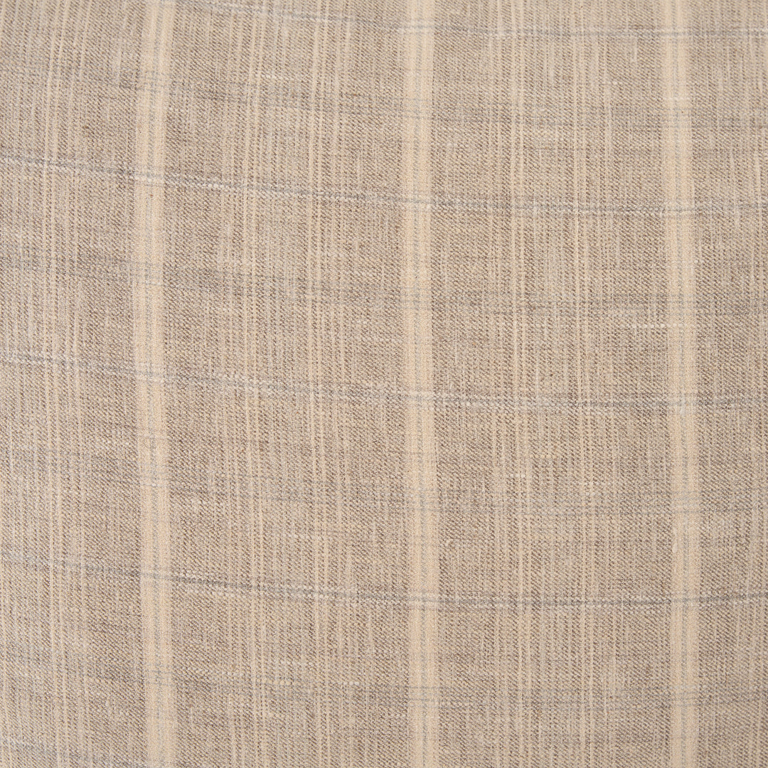 Jensen Beige and Gray Plaid Cotton-Linen Decorative Square Pillow Cover Decor Mercana