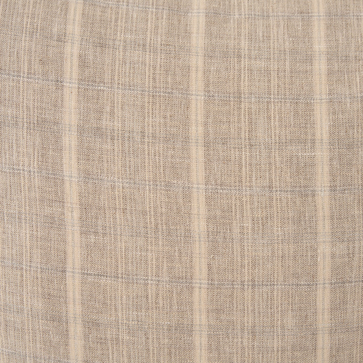 Jensen Beige and Gray Plaid Cotton-Linen Decorative Square Pillow Cover Decor Mercana
