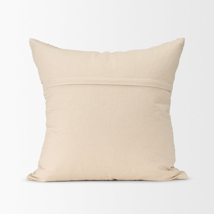 Jeren Beige Checker Textured Cotton-Linen Decorative Square Pillow Cover Decor Mercana