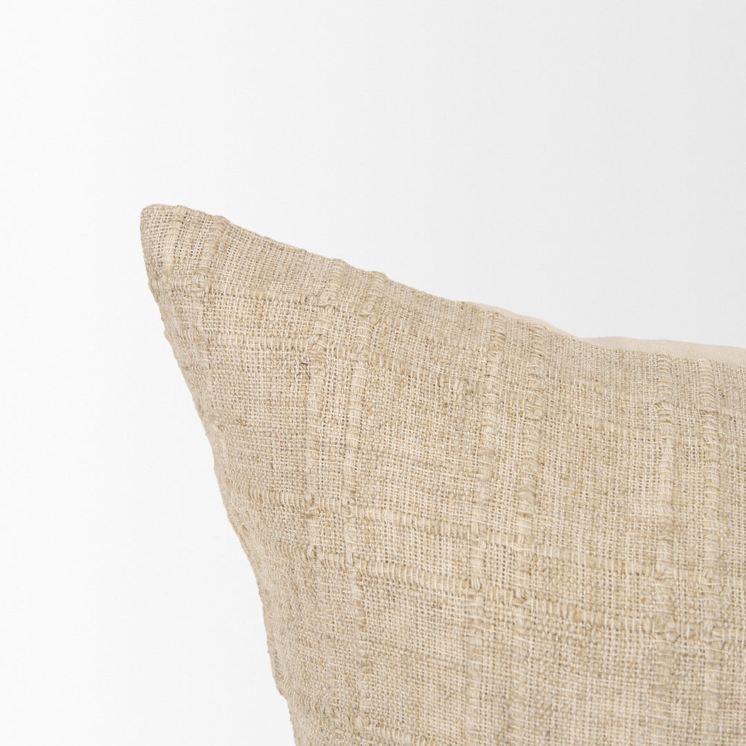 Jeren Beige Checker Textured Cotton-Linen Decorative Square Pillow Cover Decor Mercana