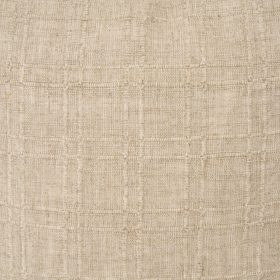 Jeren Beige Checker Textured Cotton-Linen Decorative Square Pillow Cover Decor Mercana