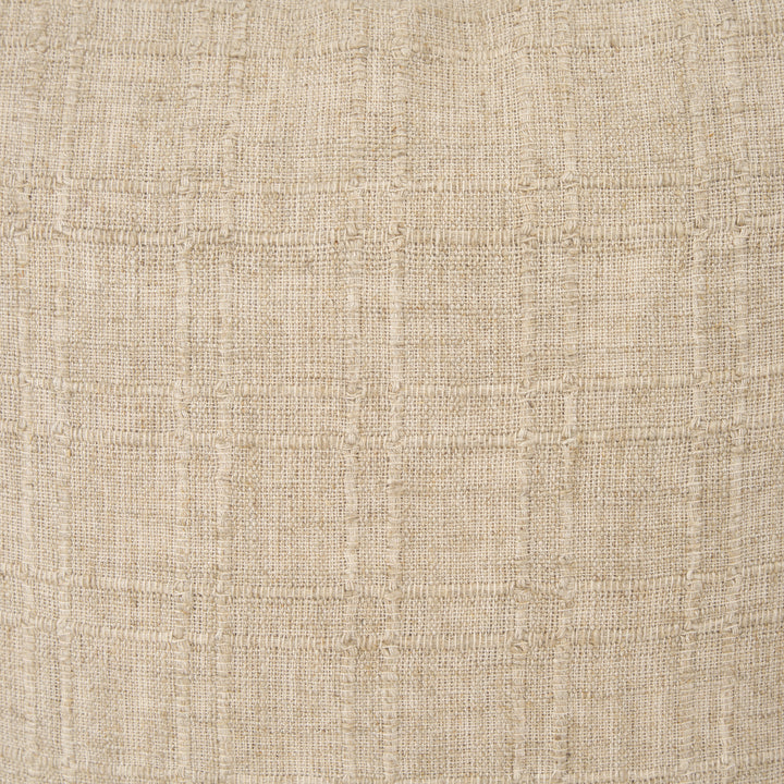 Jeren Beige Checker Textured Cotton-Linen Decorative Square Pillow Cover Decor Mercana
