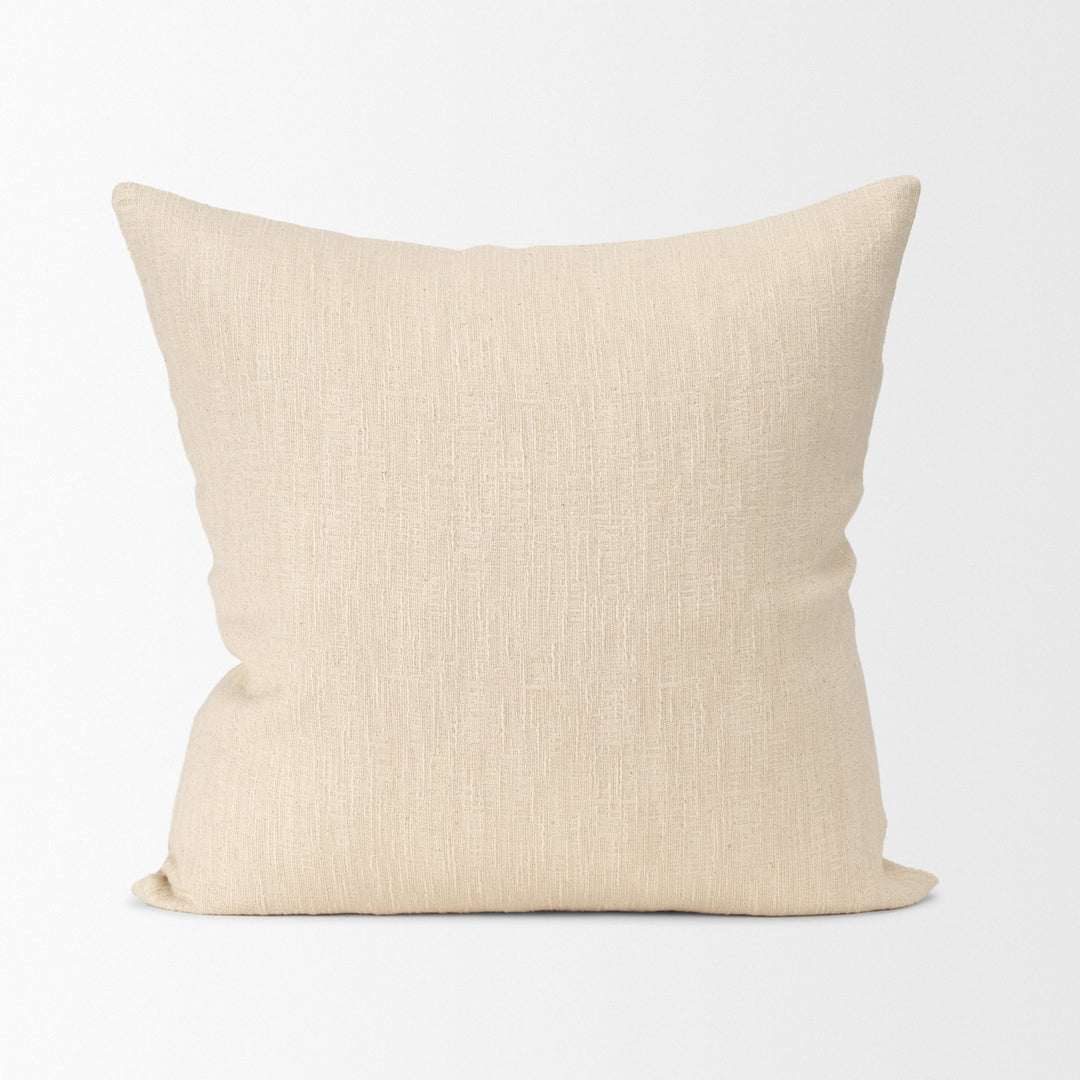 Jenner Cream Cotton-Linen Blend Decorative Square Pillow Cover Decor Mercana