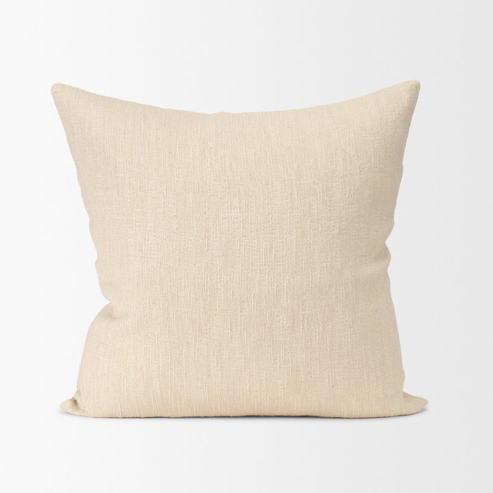Jenner Cream Cotton-Linen Blend Decorative Square Pillow Cover Decor Mercana