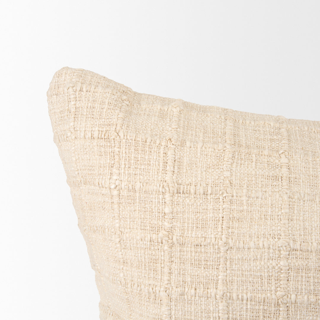 Jacory Cream Checker Textured Decorative Lumbar Pillow Cover Decor Mercana