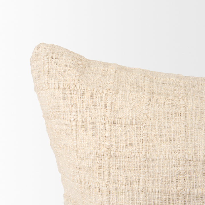Jacory Cream Checker Textured Decorative Lumbar Pillow Cover Decor Mercana