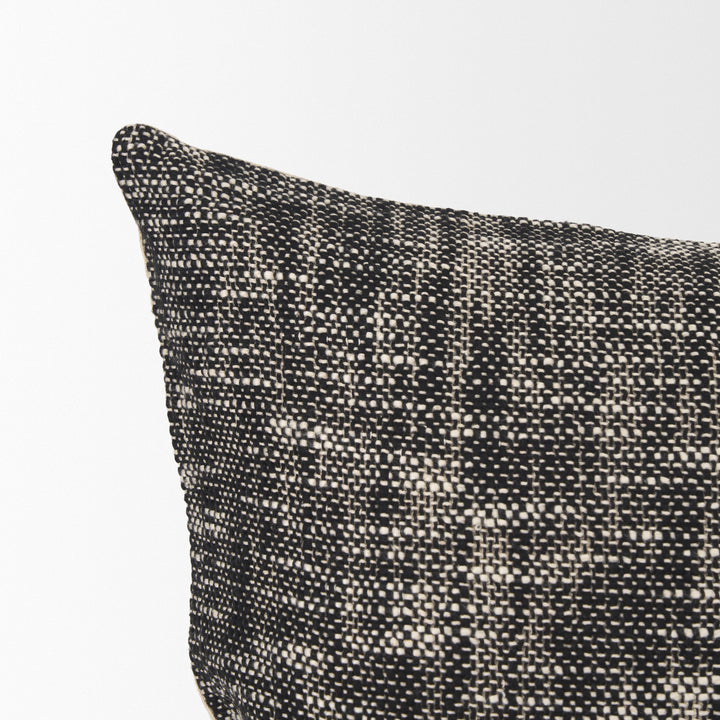 Jalia Cream and Black Cotton Decorative Lumbar Pillow Cover Decor Mercana