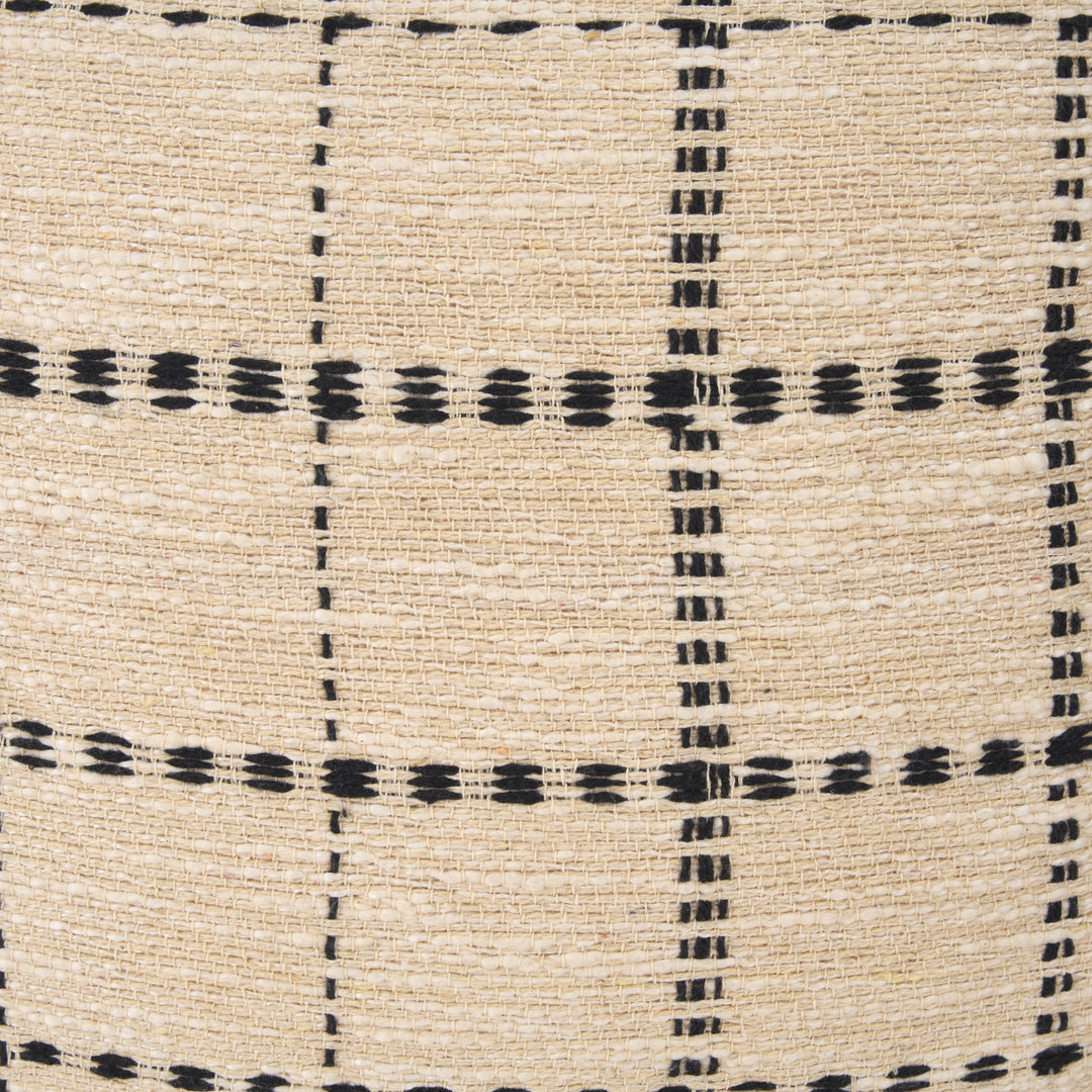 Jaela Beige and Black Striped Checkered Decorative Lumbar Pillow Cover Decor Mercana