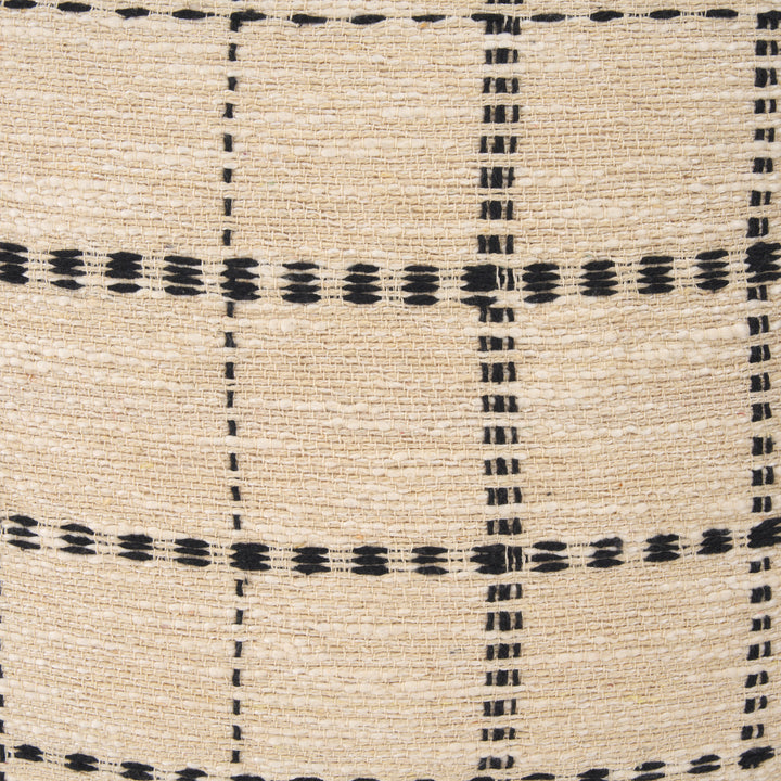 Jaela Beige and Black Striped Checkered Decorative Lumbar Pillow Cover Decor Mercana