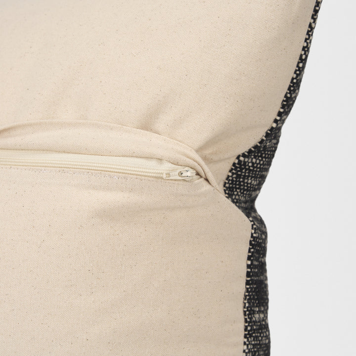 Jalia Cream and Black Cotton Decorative Lumbar Pillow Cover Decor Mercana