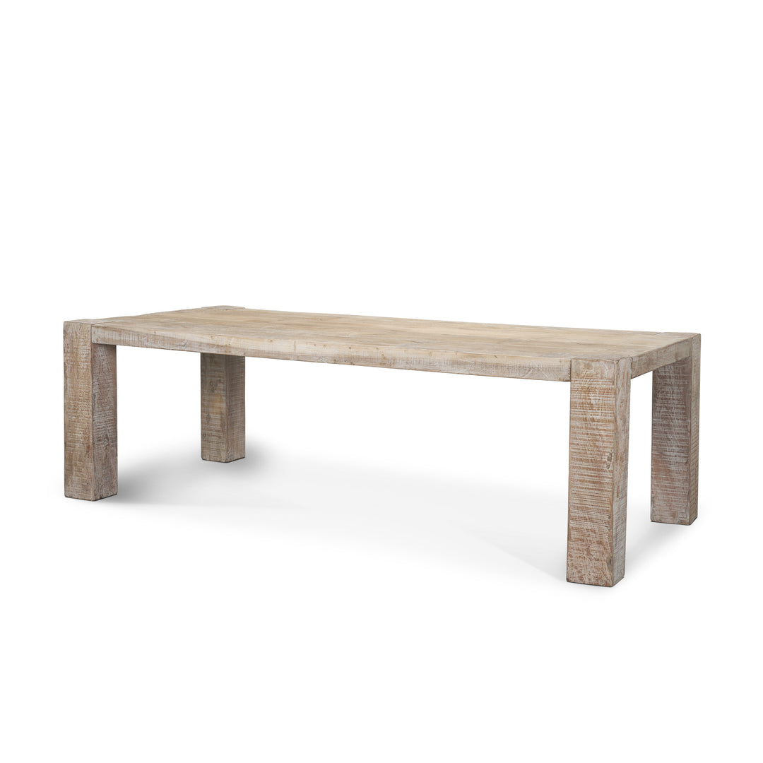McArthur 94" Whitewash Reclaimed Wood Dining Table Dining Room Mercana