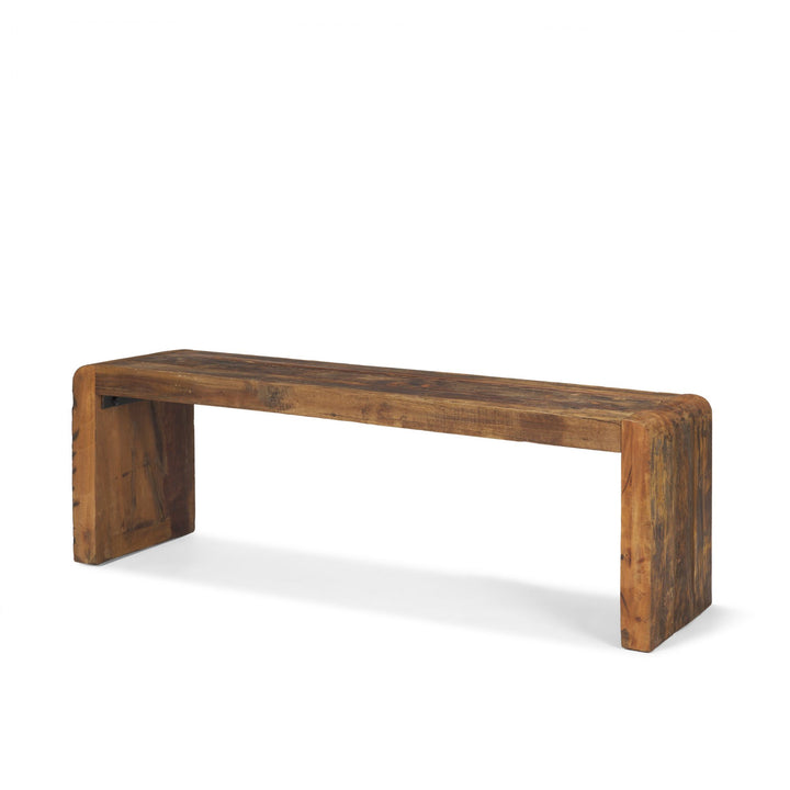Estelle Rustic Brown Reclaimed Wood Bench Living Room Mercana