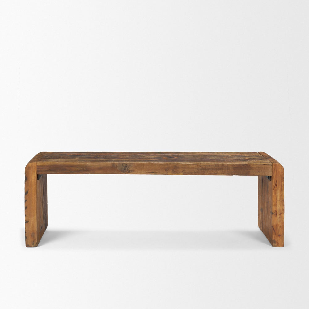 Estelle Rustic Brown Reclaimed Wood Bench Living Room Mercana