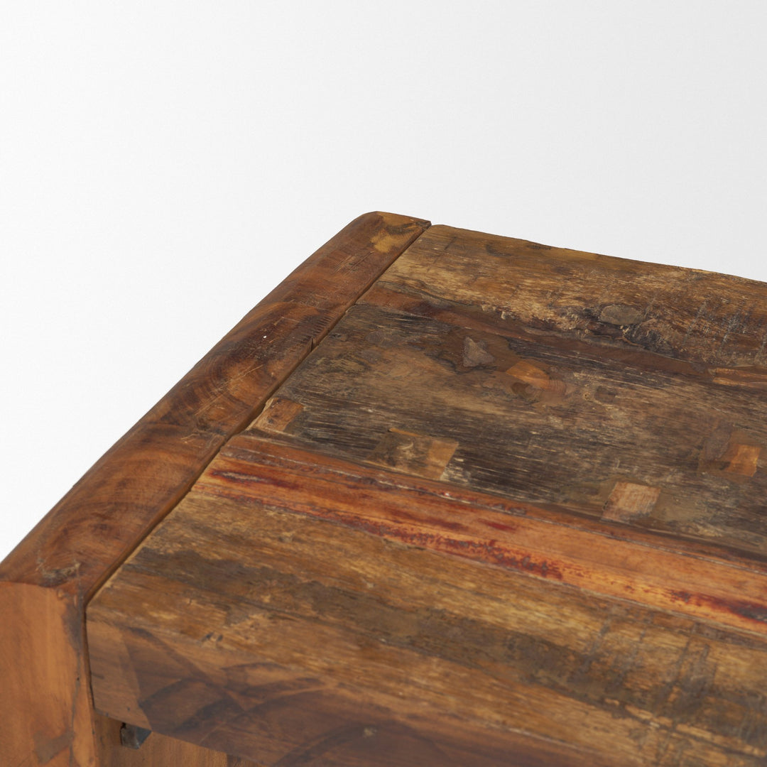 Estelle Rustic Brown Reclaimed Wood Bench Living Room Mercana