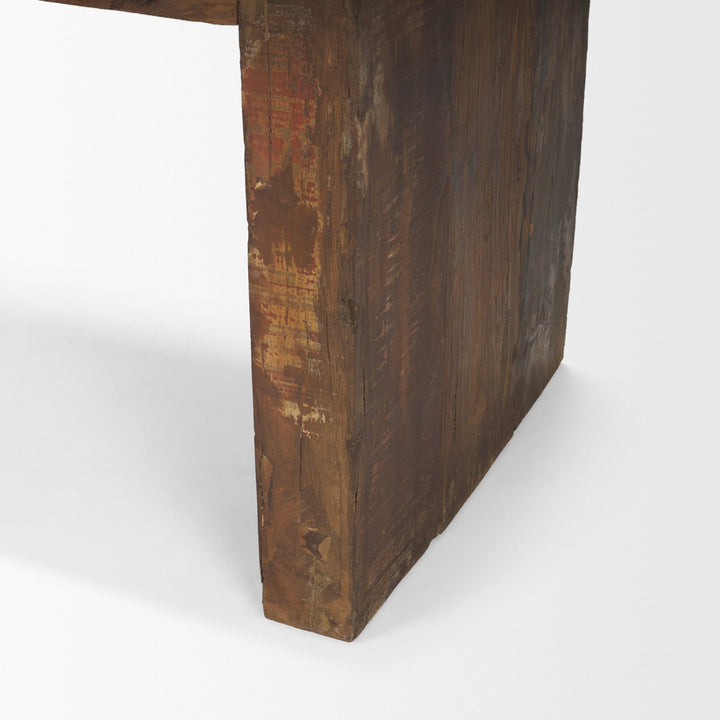 Estelle Rustic Brown Reclaimed Wood Bench Living Room Mercana