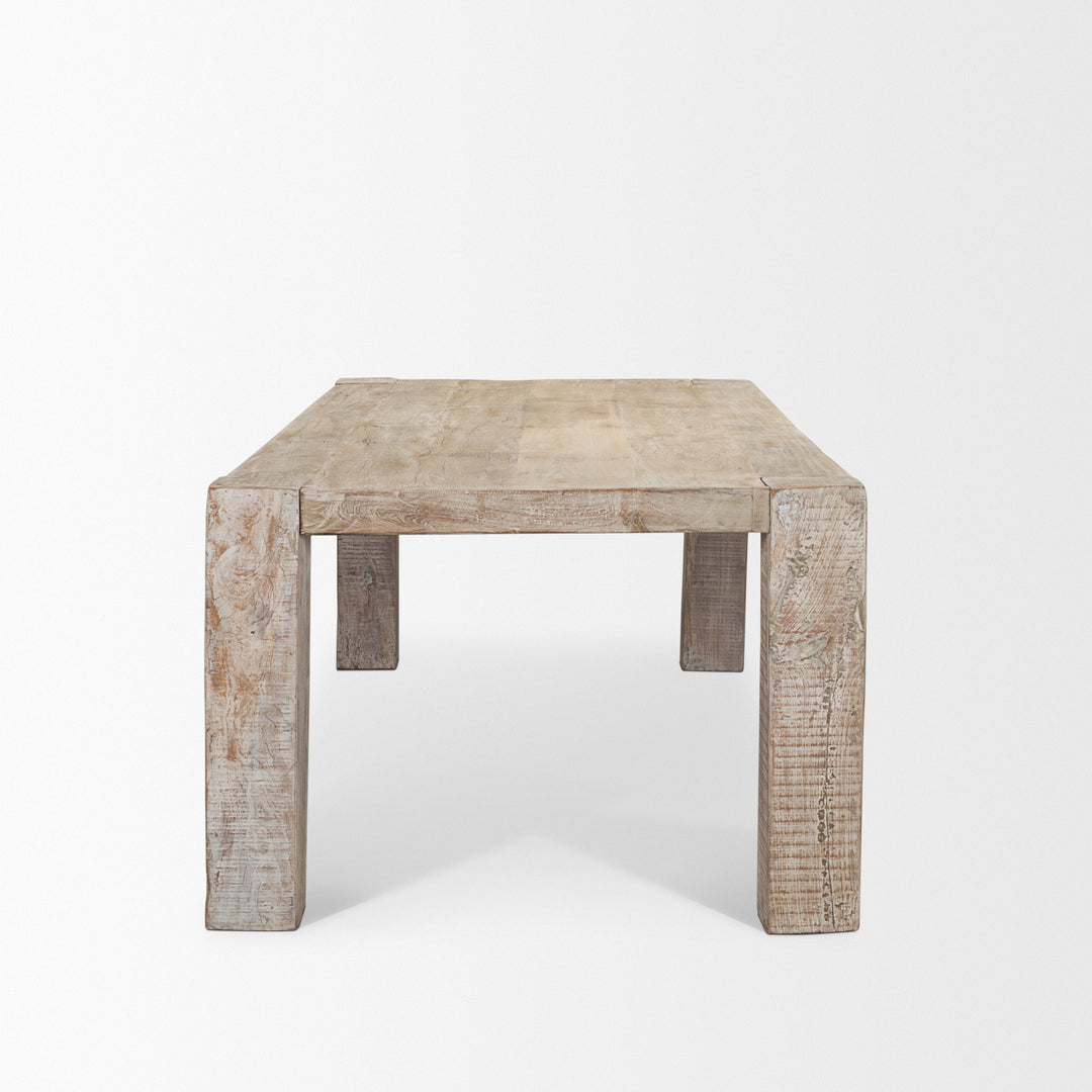 McArthur 94" Whitewash Reclaimed Wood Dining Table Dining Room Mercana